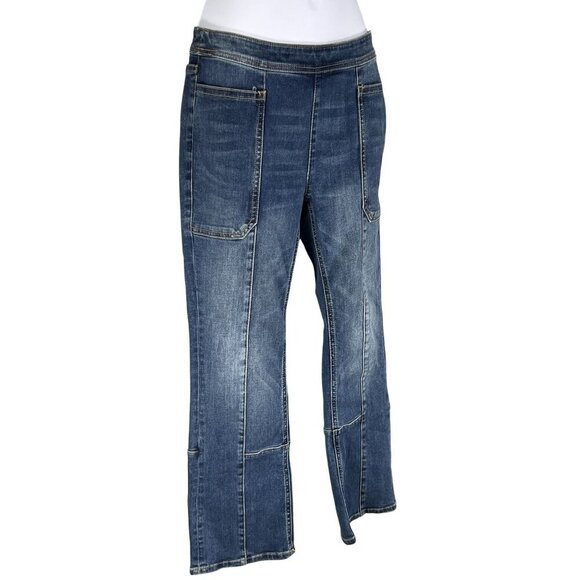 Pilcro & The Letterpress Womens 27 US 4 Flare Crop Jeans Side Zip Patch Pockets - Picture 6 of 16